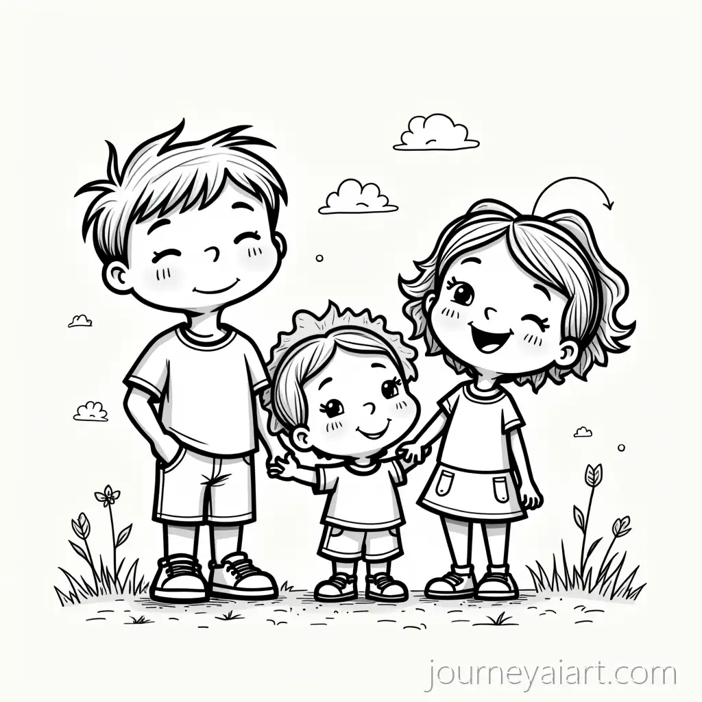 Happy-Children-with-Family-in-Playful-PixarInspired-SceneHappy-children-family-image-for-Coloring