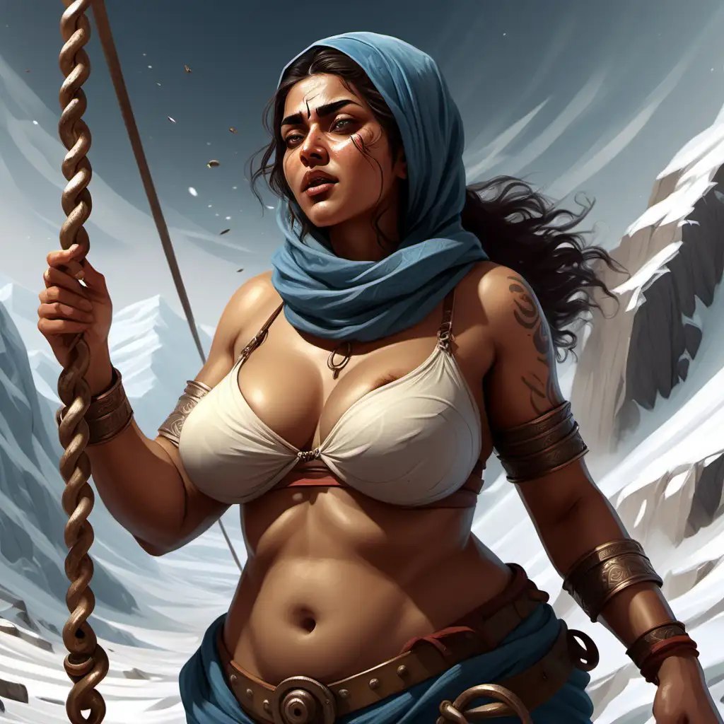 Beautiful Thick Arabic Woman in a Tundra Setting with Catapults