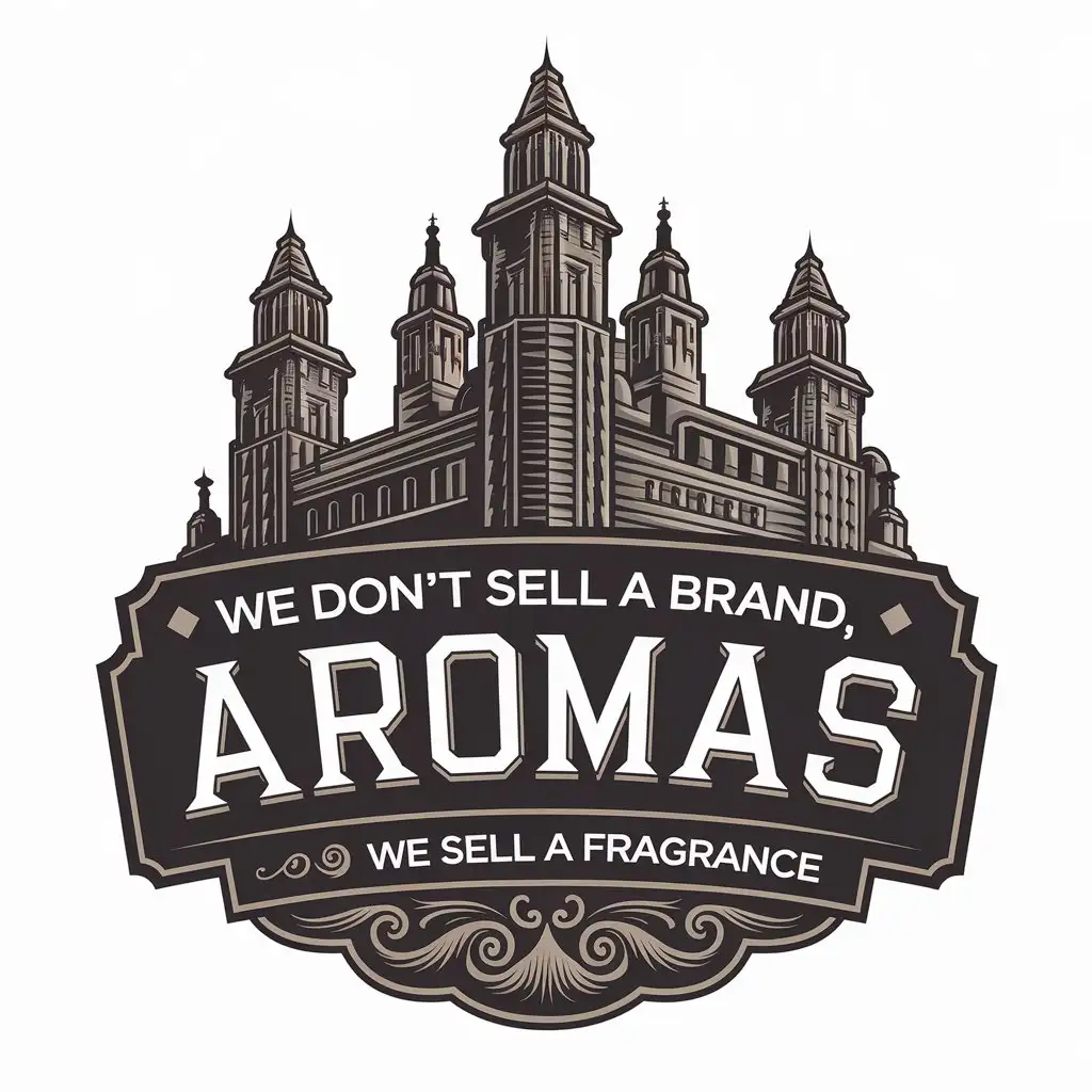 a vector logo design,with the text "We don't sell a brand, we sell a fragrance", main symbol:Empire of aromas,Moderate,clear background