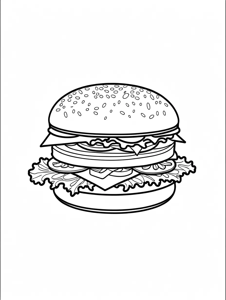 Cheeseburger-in-Space-Coloring-Page-Black-and-White-Line-Art-for-Kids