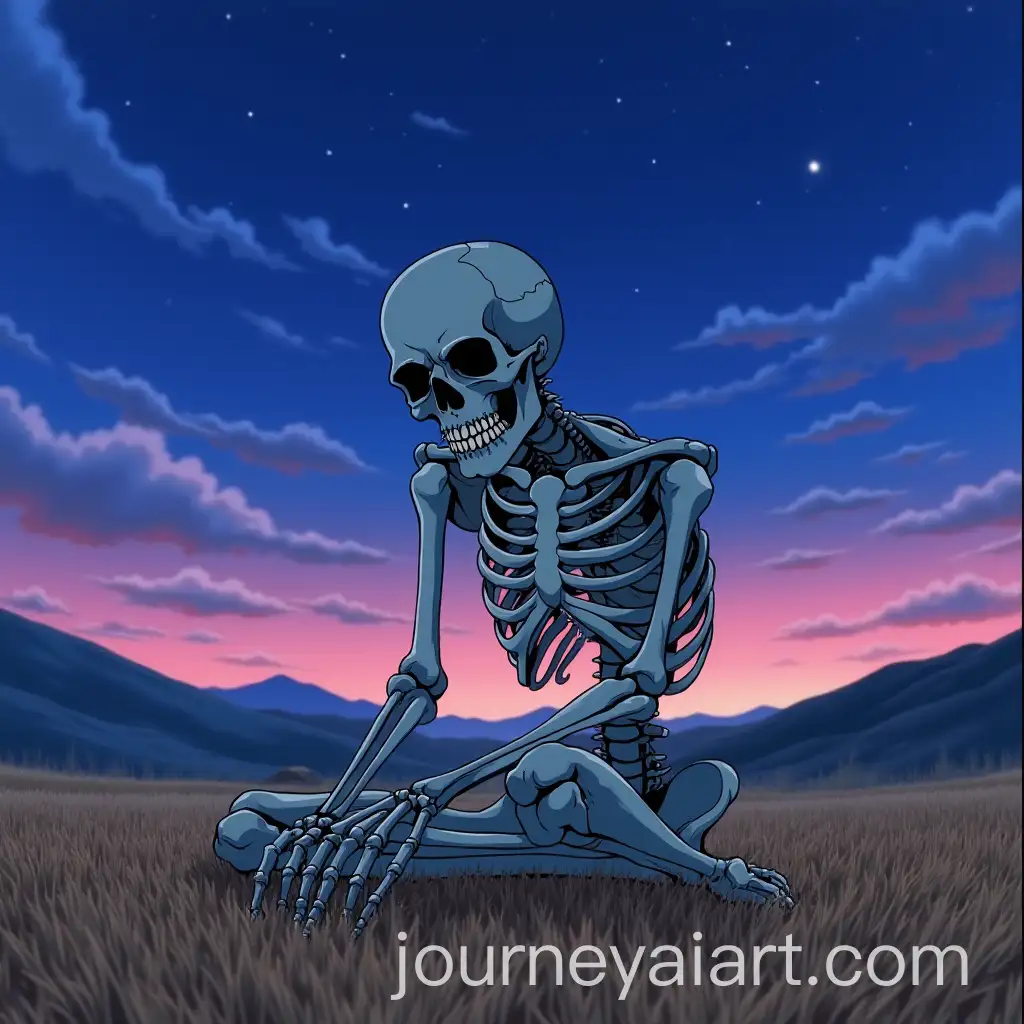 Defeated-Skeleton-Warrior-Amidst-a-Starlit-Mountain-Landscape