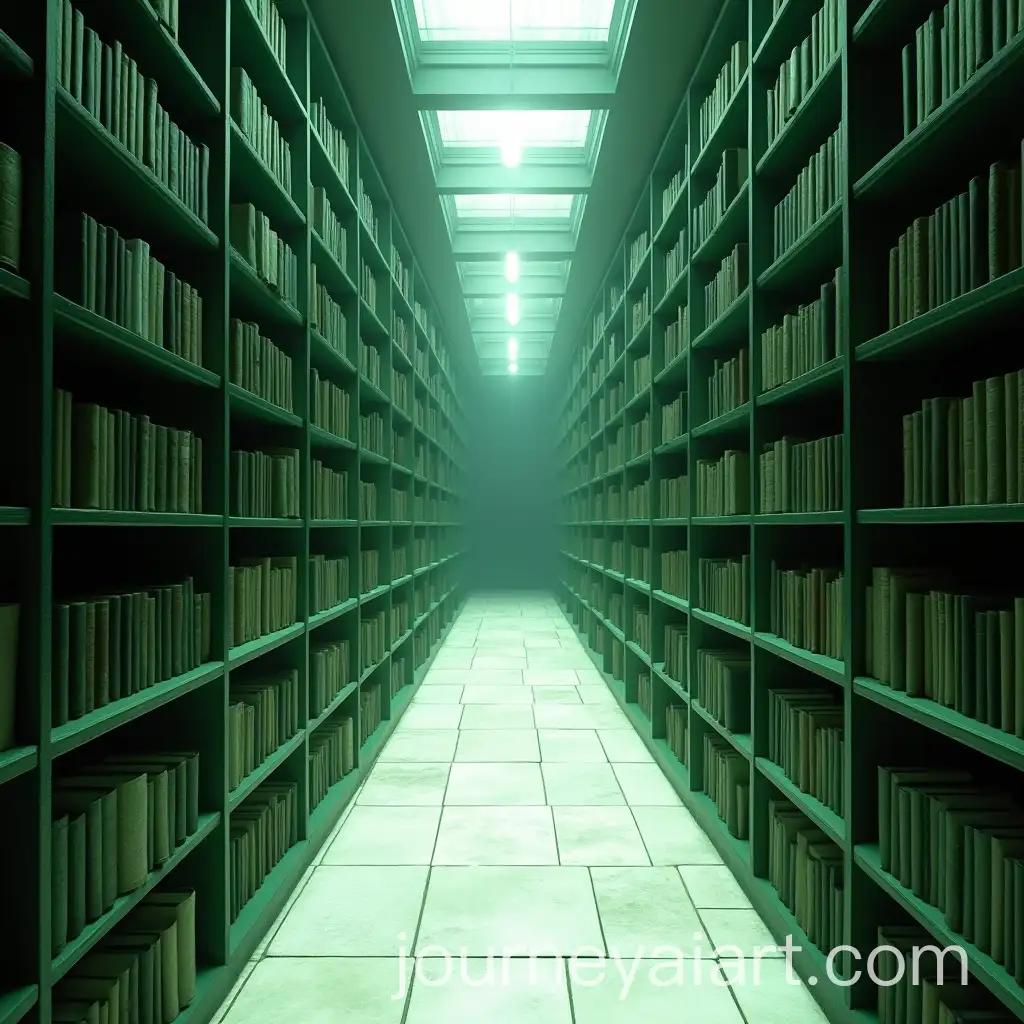 Eternal-Library-Between-Life-and-Death-with-Lifebooks-on-Green-Shelves