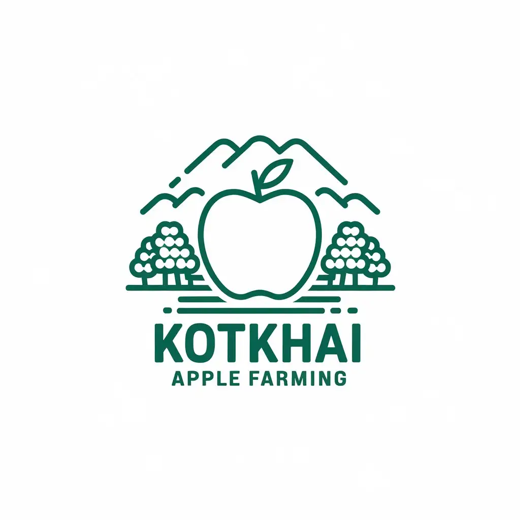 LOGO Design for KOTKHAI APPLE FARMING Apple and Mountain Symbol with Green and Red Elements