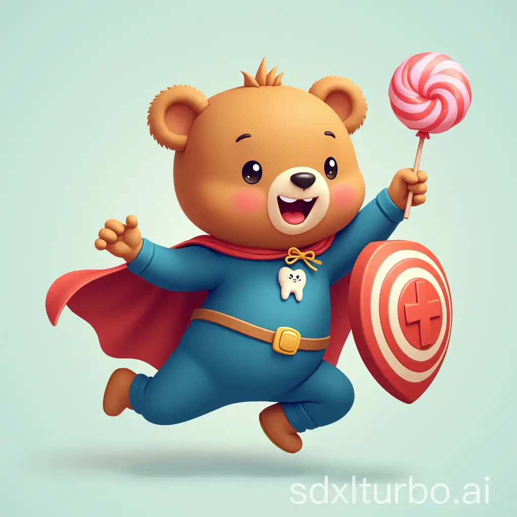 Cute-Flying-Bear-in-Blue-Suit-with-Lollipop-and-Shield