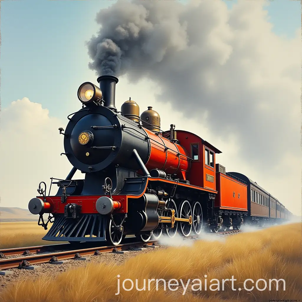 Old-Steam-Train-Emerging-from-a-Painting