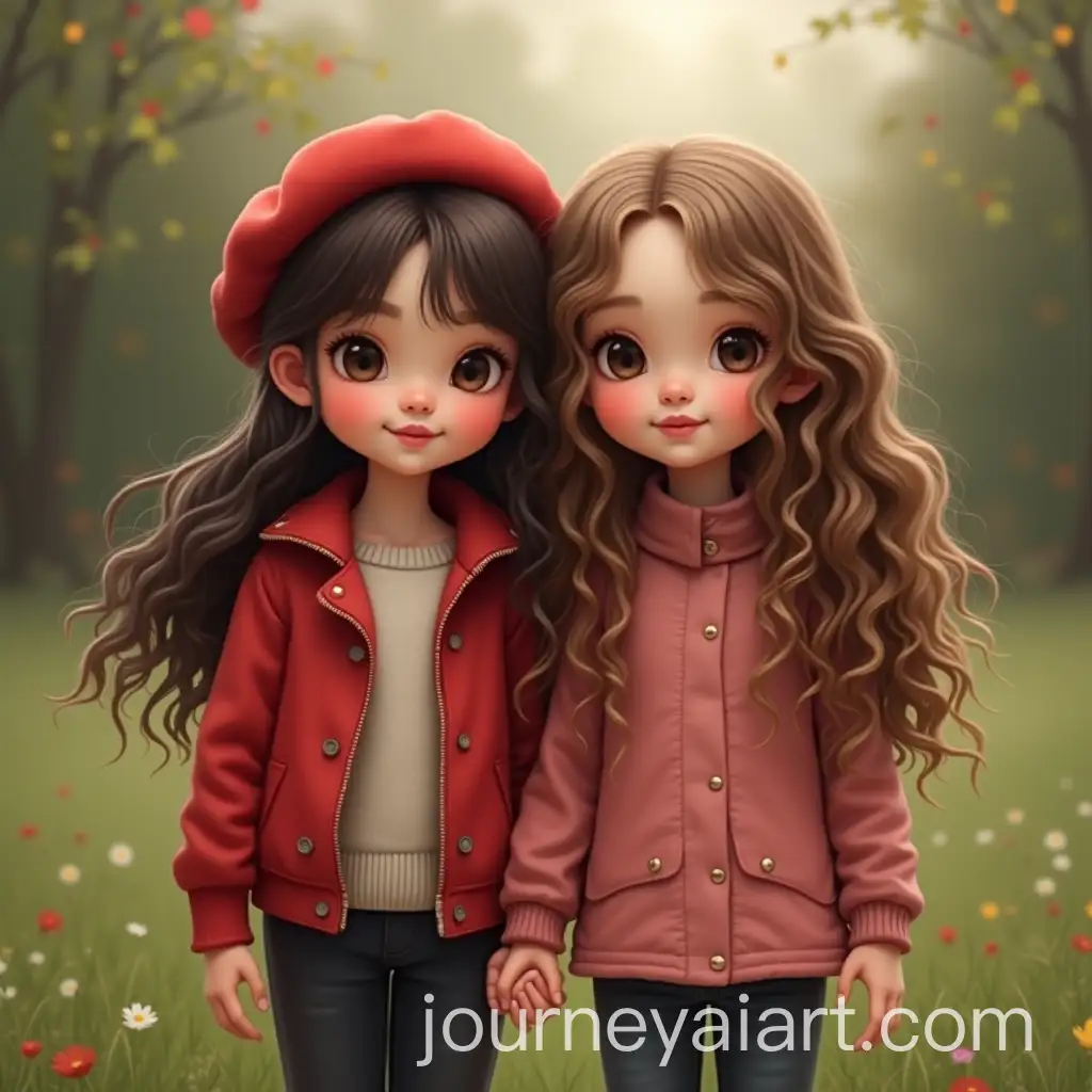 Two-Happy-Girls-Posing-in-a-Beautiful-Garden-with-Poetic-Smiles