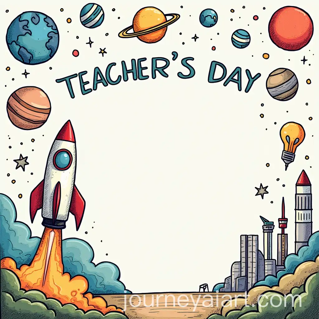 Teachers-Day-Celebration-Poster-with-Rocket-and-Planets-Design