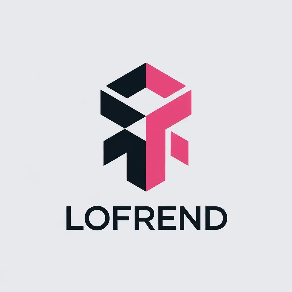 LOGO Design for LoFrend 3D Cube in X Shape with Cool Colors in Black White Pink Indigo