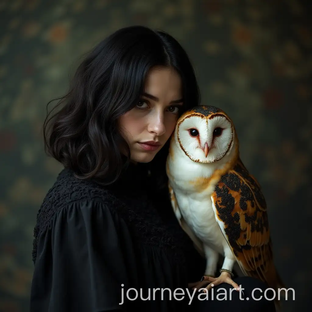 Gothic-Brunette-Mary-Elisabeth-Winstead-with-a-Barn-Owl-Portrait