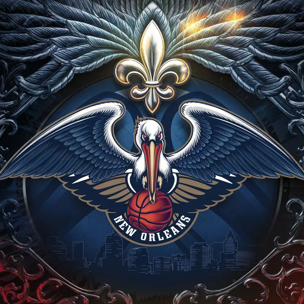 Fierce-Pelican-MidFlight-with-Basketball-and-New-Orleans-Skyline