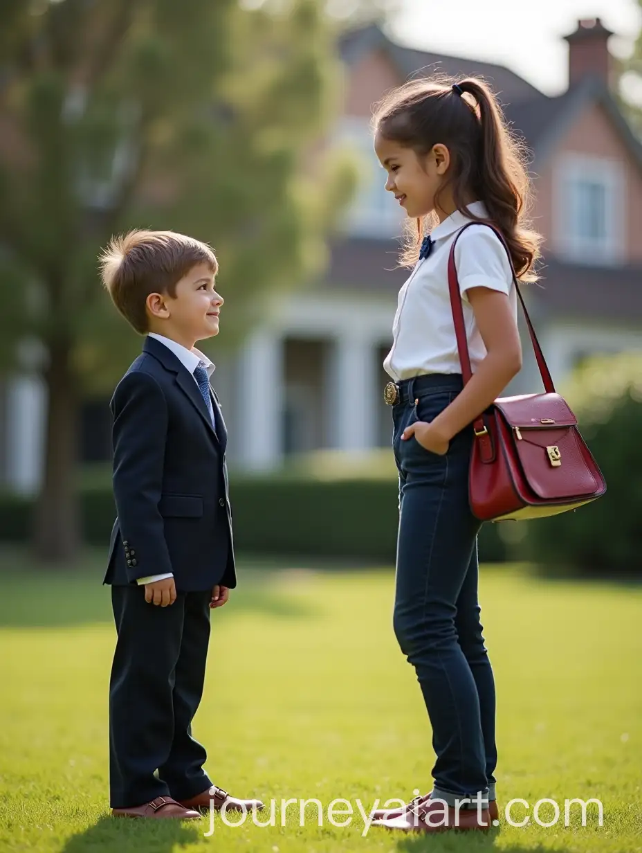 Young-Boy-and-Girl-in-Business-Casual-Discussing-Ideas-Outdoors