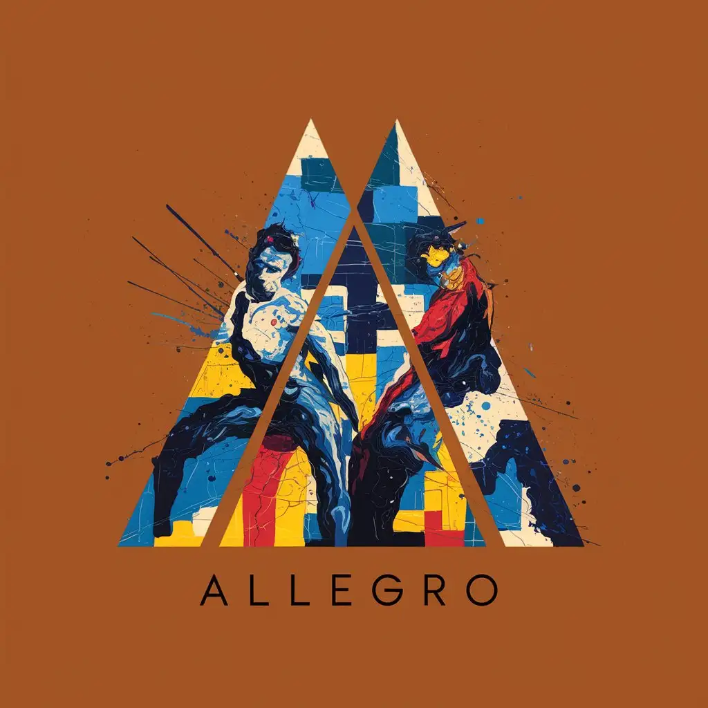 LOGO Design for Allegro Minimalist Cinematics with Dynamic Figures and Joyful Color Splashes