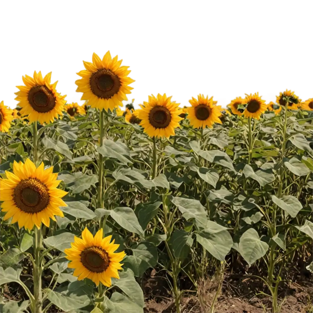 Stunning-Field-of-Sunflowers-with-a-Prominent-Sunflower-in-Front-PNG-Image-for-Bright-and-Vibrant-Visuals