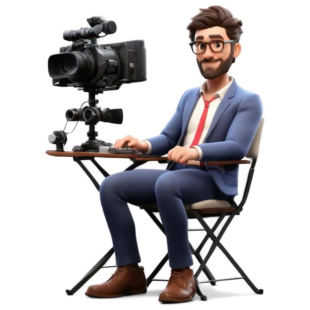 3D-Bubly-Male-Film-Director-Sitting-on-Chair-Watching-Monitors-PNG-HighQuality-Image-for-Creative-Projects