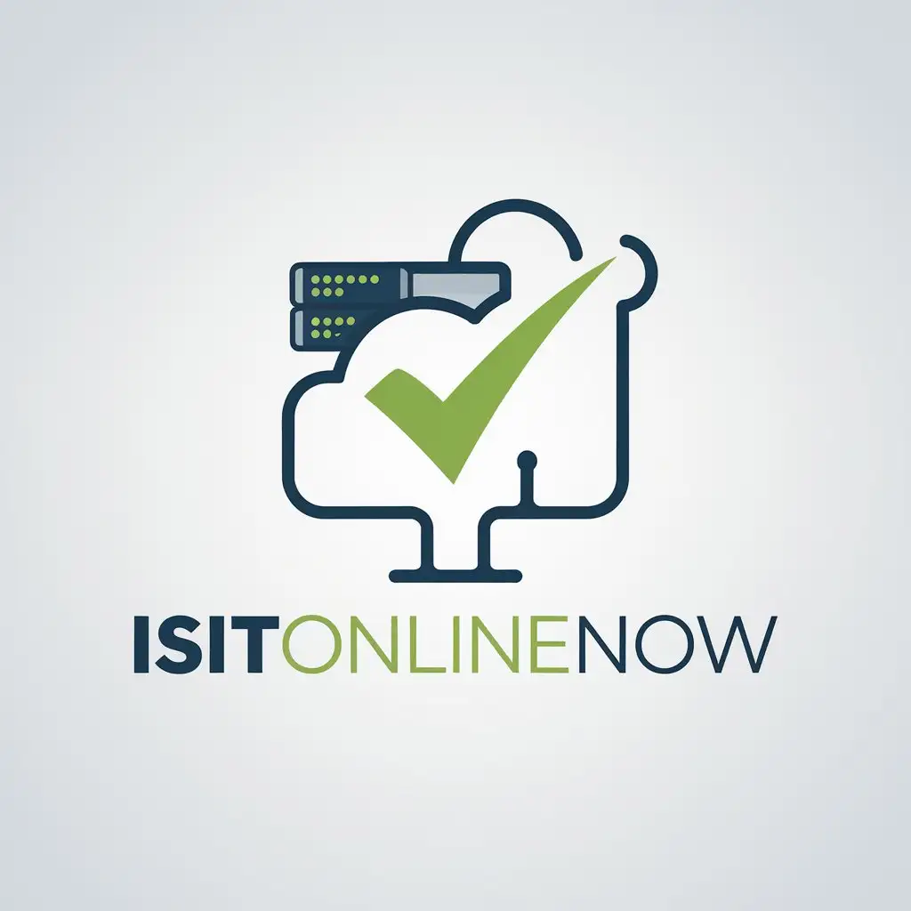 LOGO Design for IsItOnlineNow Modern Blue Green with ServerCloud and Checkmark Theme