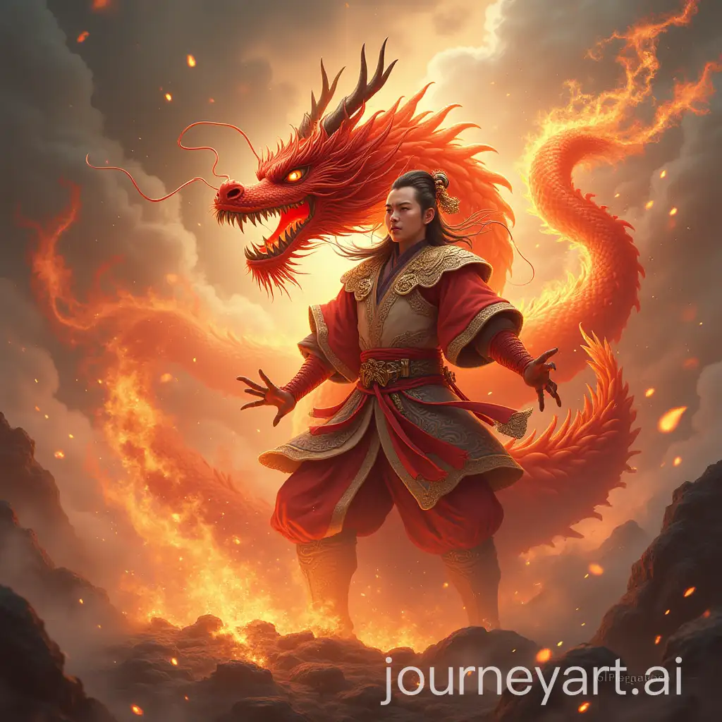 Arrogant-Liu-He-Surrounded-by-Thunder-and-Fire-with-a-Chinese-Dragon