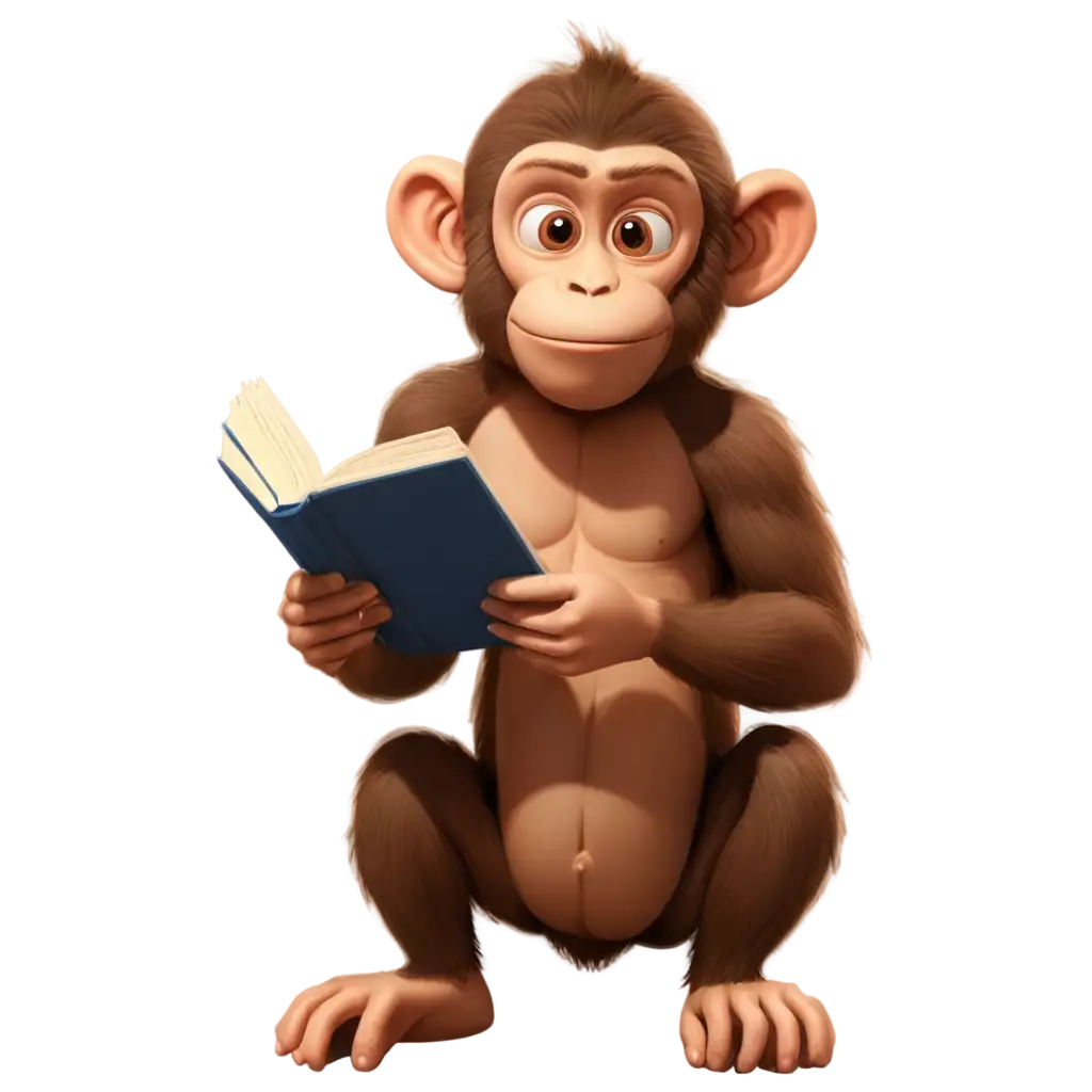 Creative-Monkey-with-Book-PNG-Image-Explore-Artistic-Illustration-Concepts-in-High-Quality