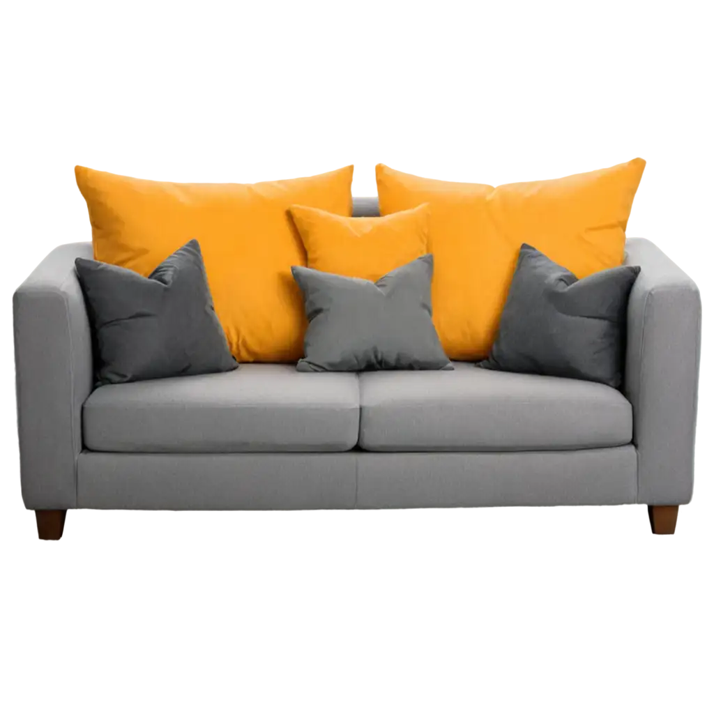 Soft-Small-Sofa-with-Yellow-and-Dark-Gray-Pillows-PNG-HighQuality-Transparent-Image-for-Interior-Design-and-More