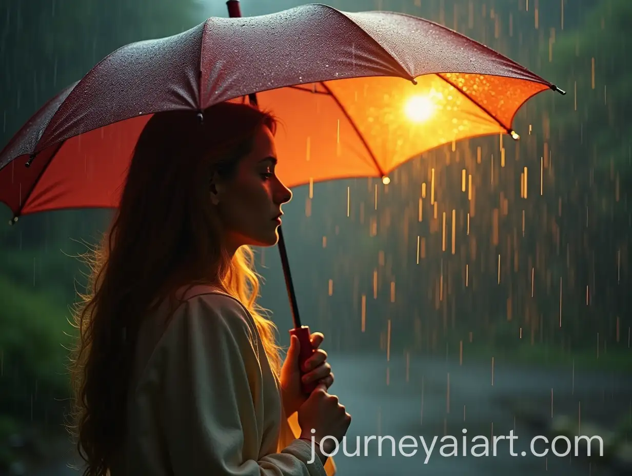 Jesus-Christ-with-Umbrella-Sheltering-Young-Woman-from-Rain-and-Sunbeam-AR-43