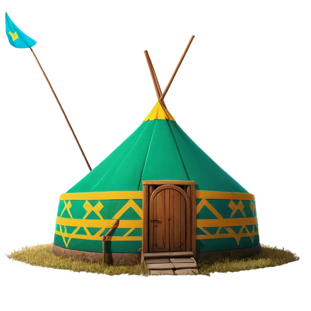 Kazakh-Style-Yurt-PNG-for-Cartoon-Game-Design-Perfect-for-Clash-of-Clans-Inspired-Artwork