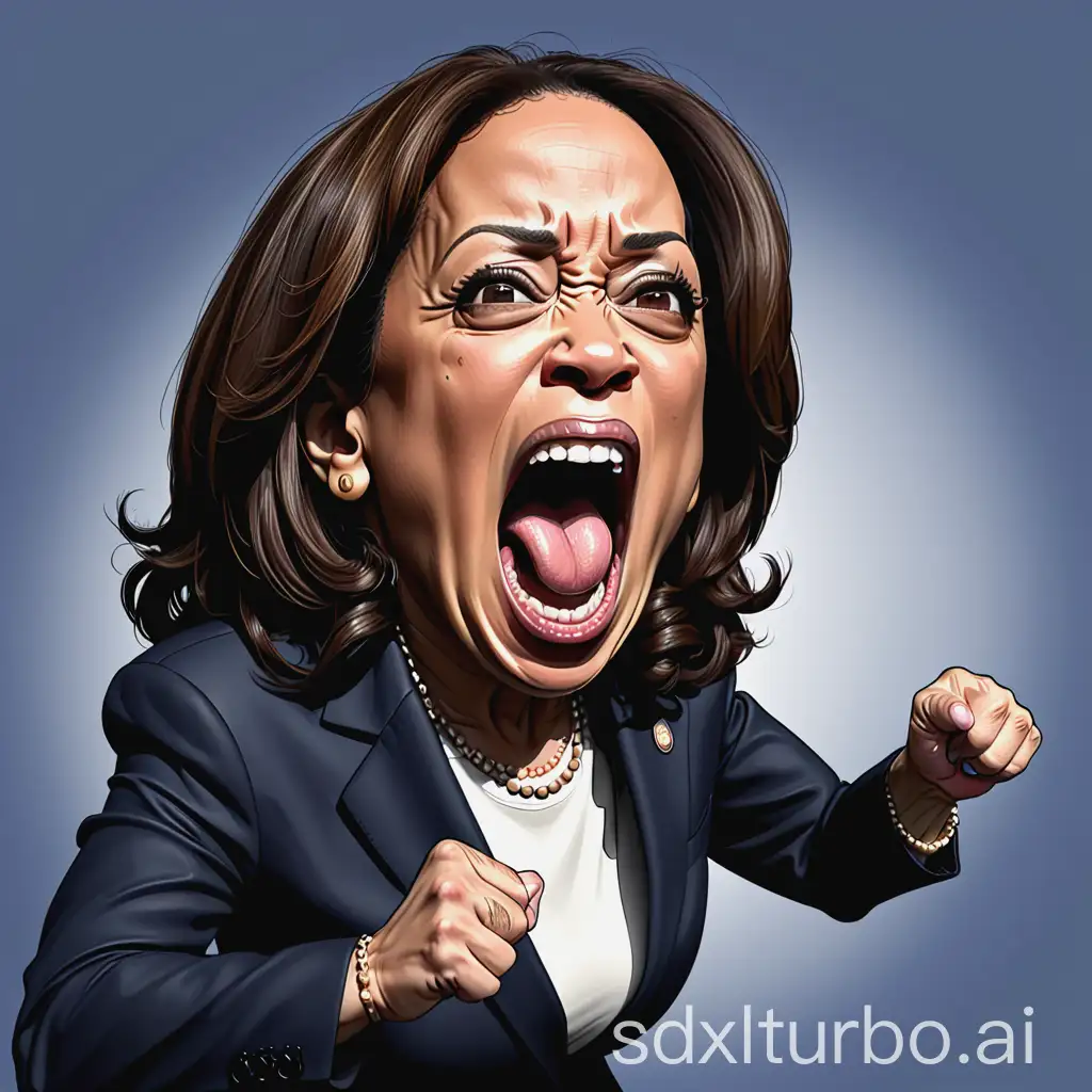 Dynamic-Caricature-of-Kamala-Harris-Expressing-Passion