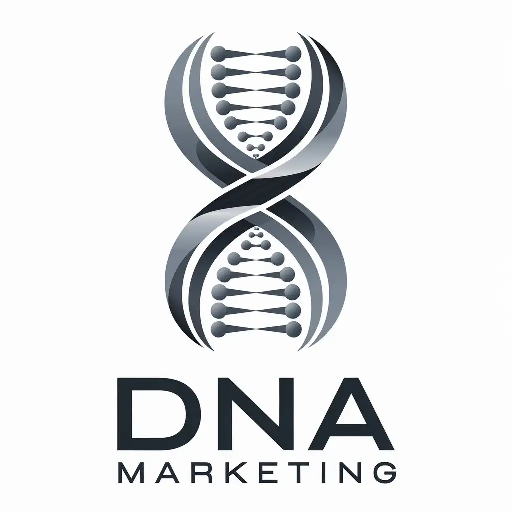 a vector logo design,with the text "DNA Marketing", main symbol:DNA spiral, futuristic style,complex,be used in marketing industry,clear background