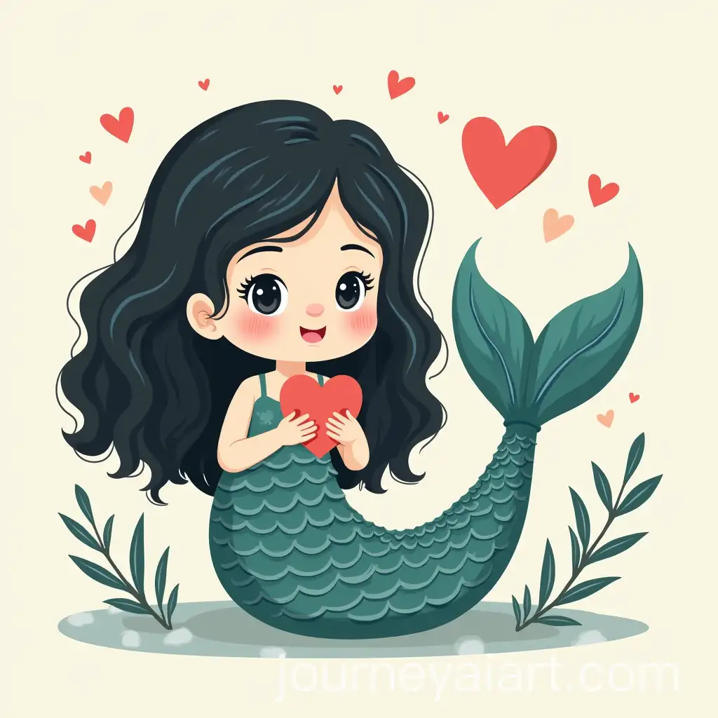 Illustrative-Siren-Holding-Heart-with-Defined-Scales-and-Wavy-Black-Hair