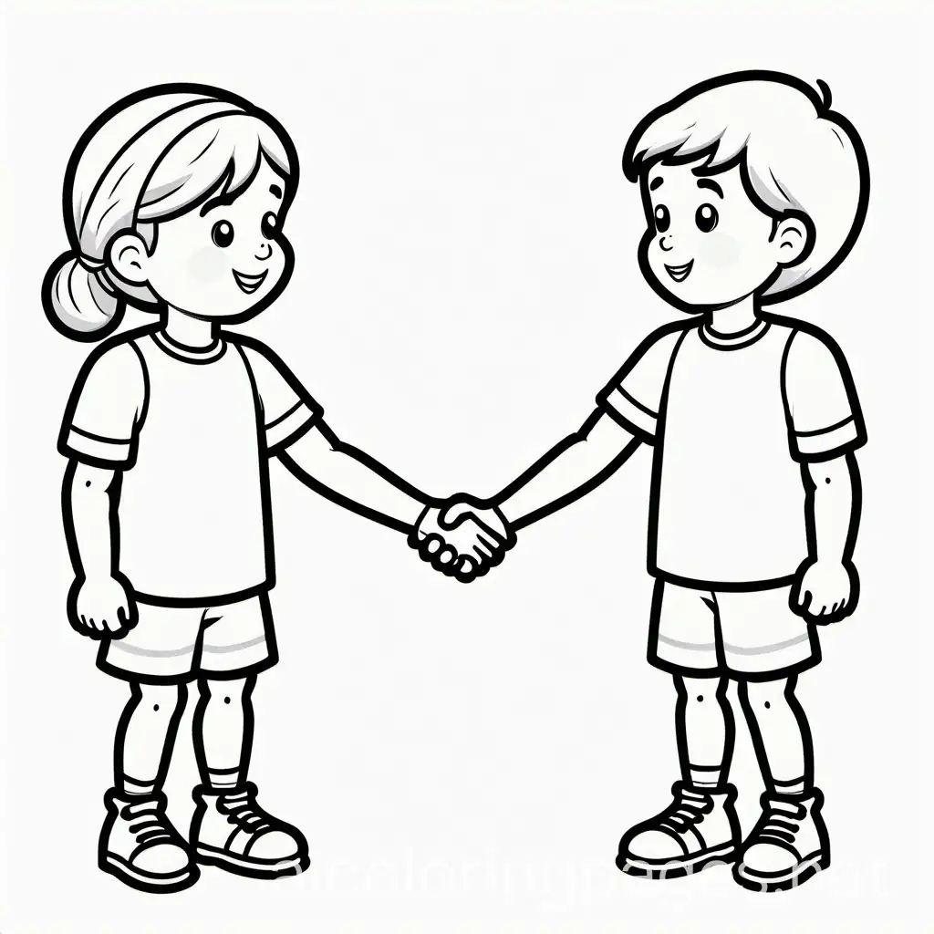 Children-Shaking-Hands-Coloring-Page