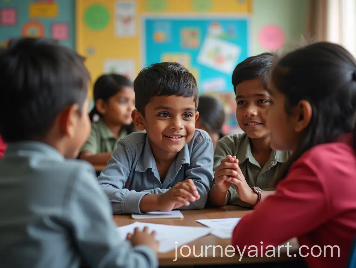 Indian-Children-Engaged-in-Classroom-Discussion-with-Educational-Decor