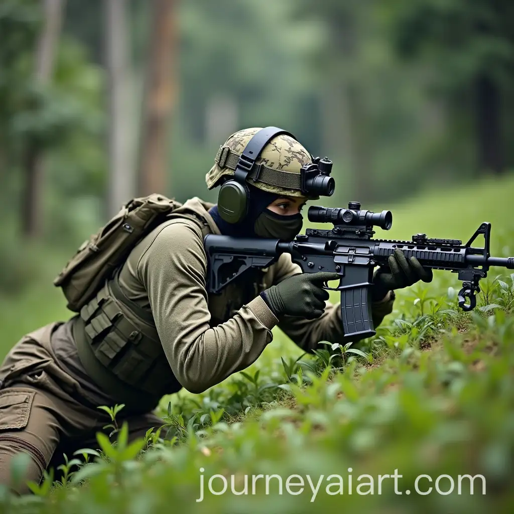 Military-Female-Sniper-in-Jungle-Camouflage-Shooting-LargeCaliber-Rifle
