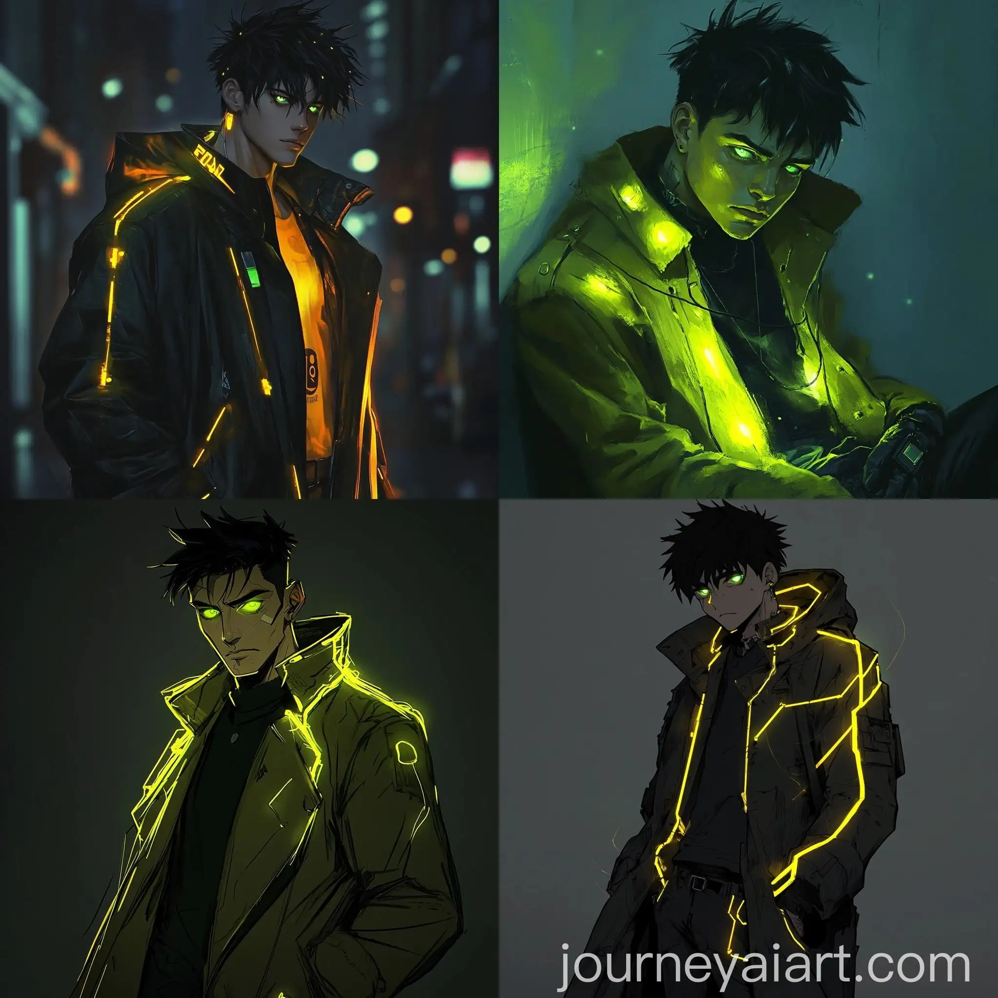 Middleaged-Asian-Man-in-Long-Coat-with-Neon-Mustard-Accents