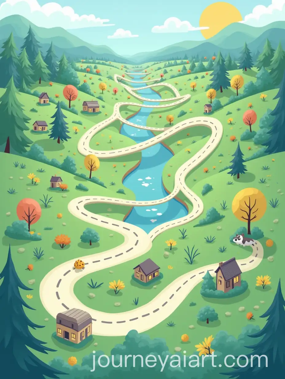 CartoonAI-Image-Prompt-Expansion-Style-Roadmap-of-Life-Set-Against-a-Nature-Background