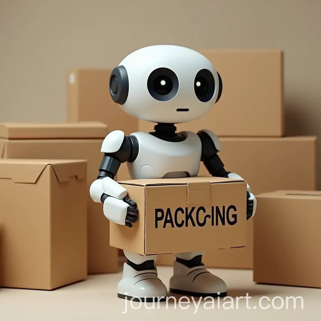 Robot-Holding-PackagingAI-Image-Prompt-Expansion-Box-Surrounded-by-Shipping-Boxes