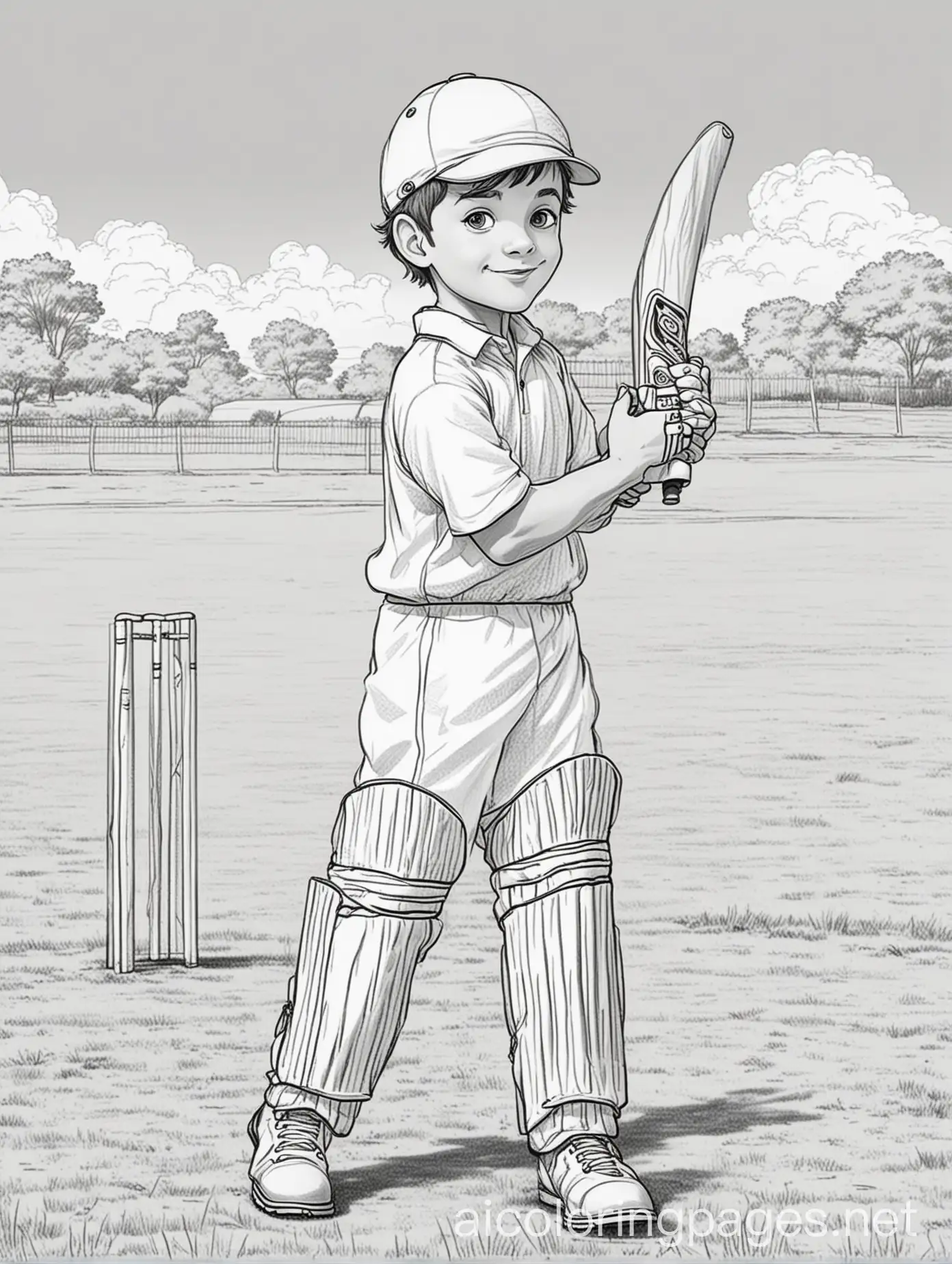 Boy-Playing-Cricket-in-Cricket-Field-Coloring-Page