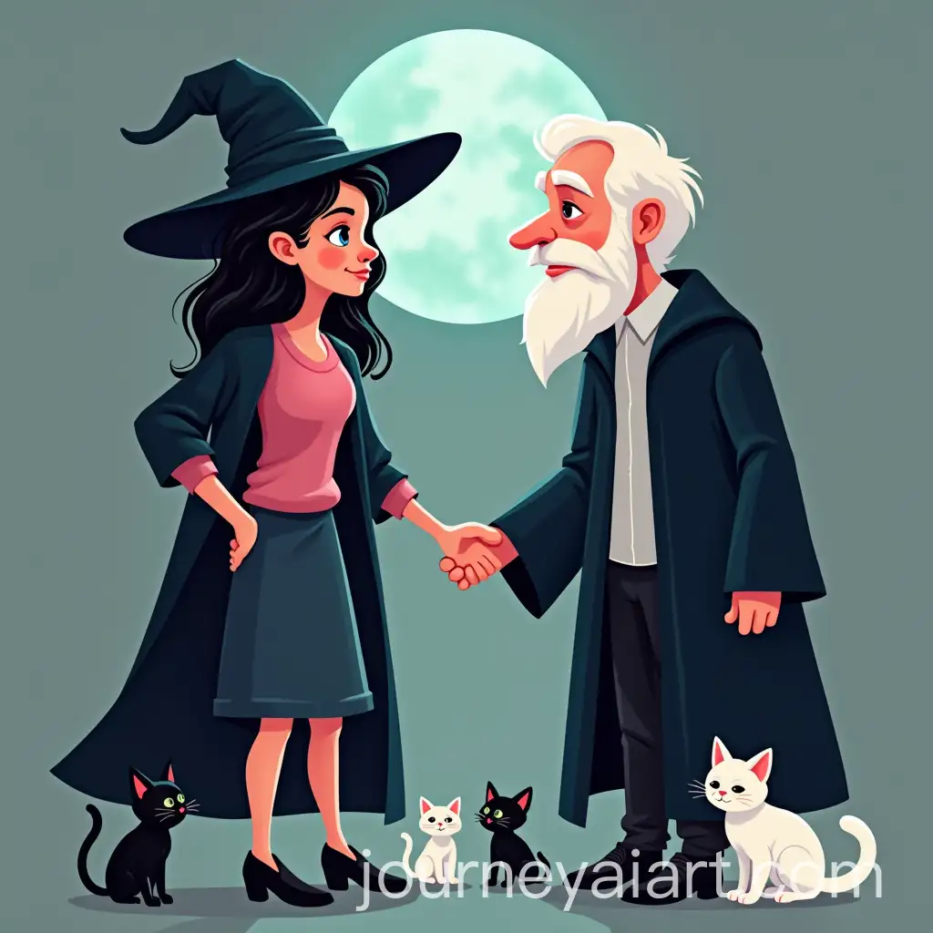 Witch-and-Wizard-with-Magic-Marble-and-Cats