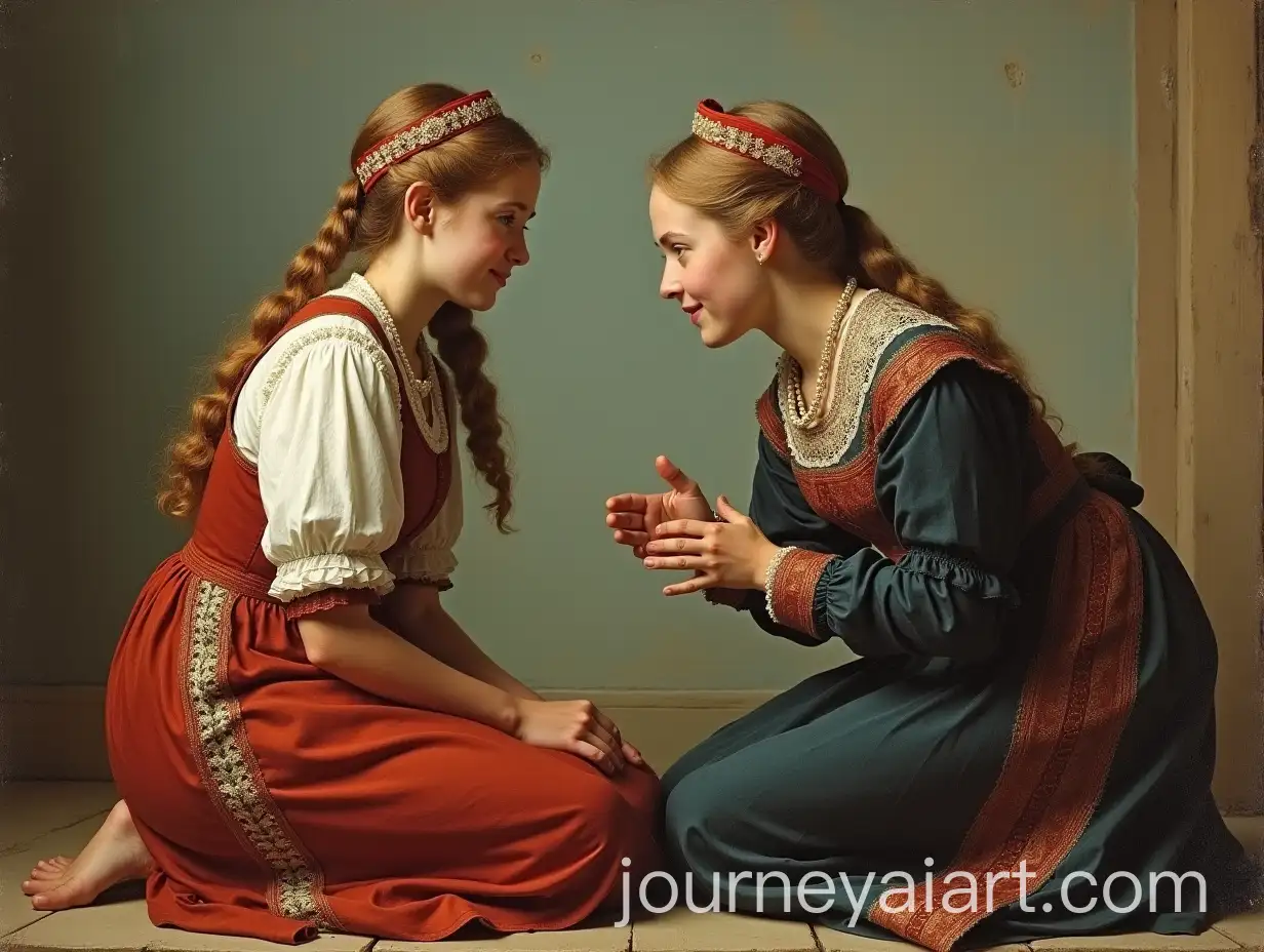 Russian-Peasant-Woman-Bowing-to-Countess-in-19th-Century-Fashion