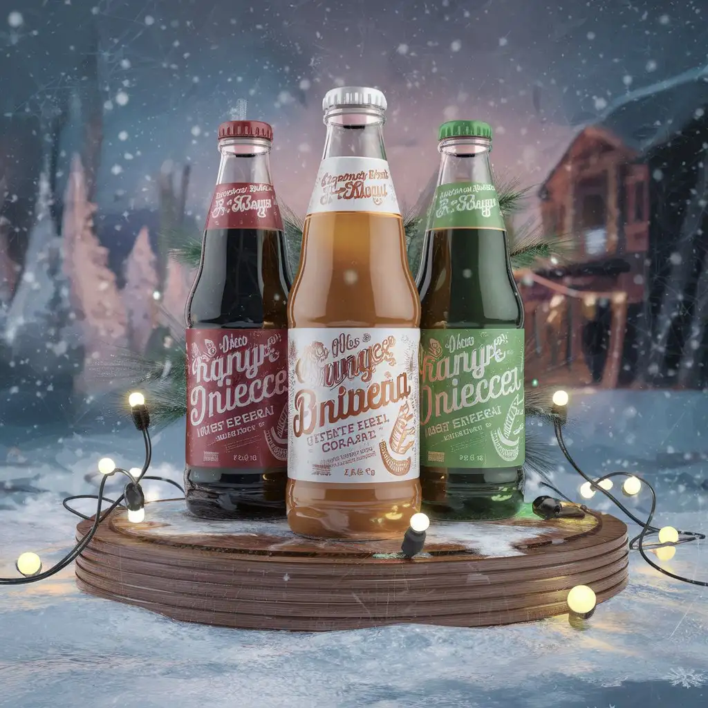 Three-Bottles-on-a-New-Years-Winter-Background-with-3D-Special-Effects