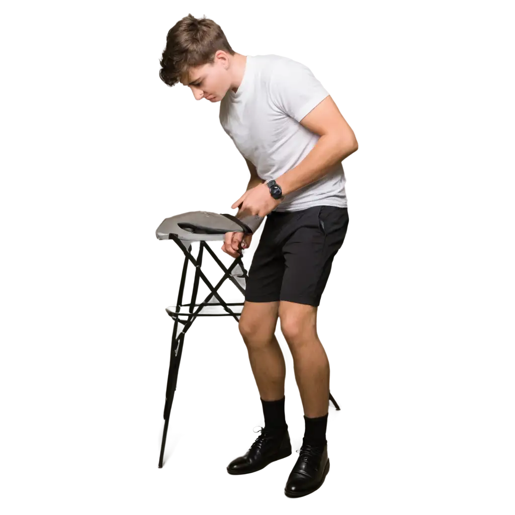 White-Young-Man-with-Braids-Holding-a-Chair-PNG-Image-for-Clear-and-Versatile-Use