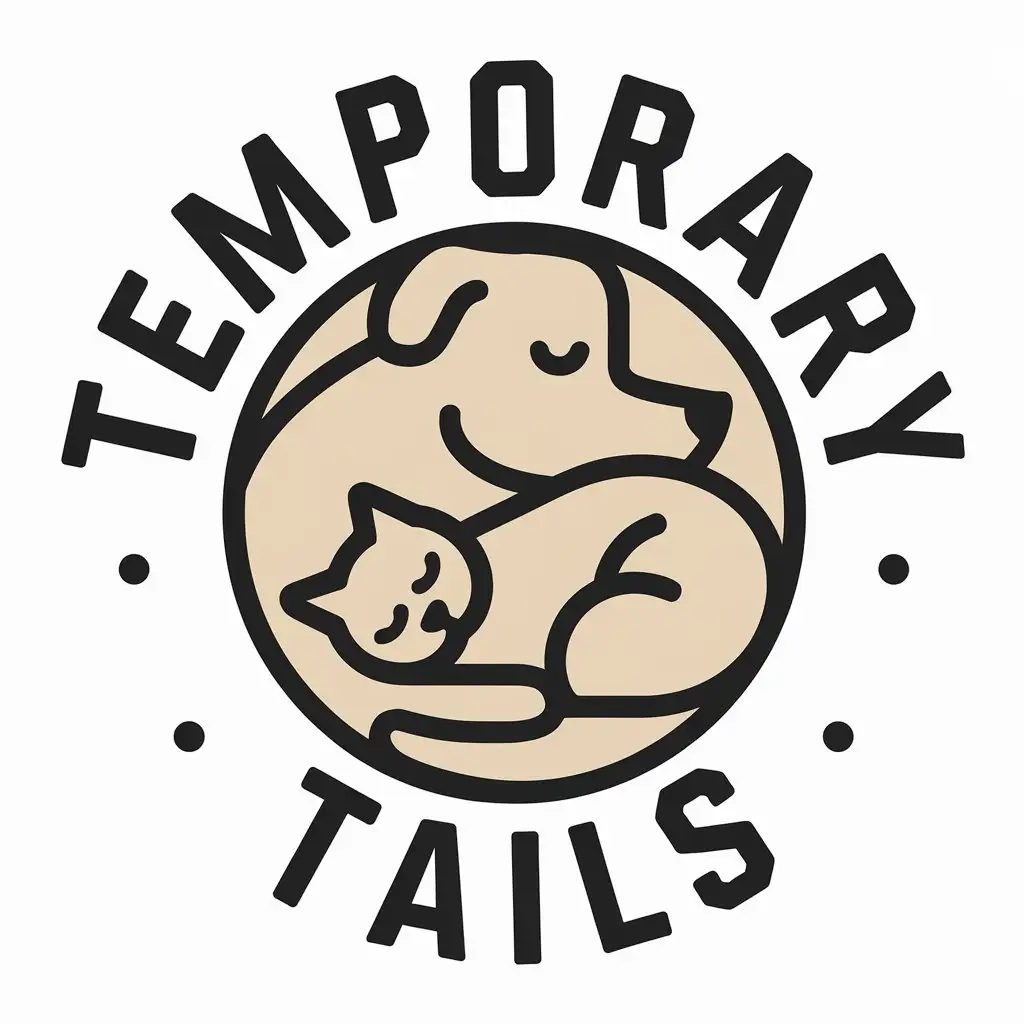 LOGO Design for Temporary Tails Black Bold Dog Cat Sleeping Symbol with Clear Background