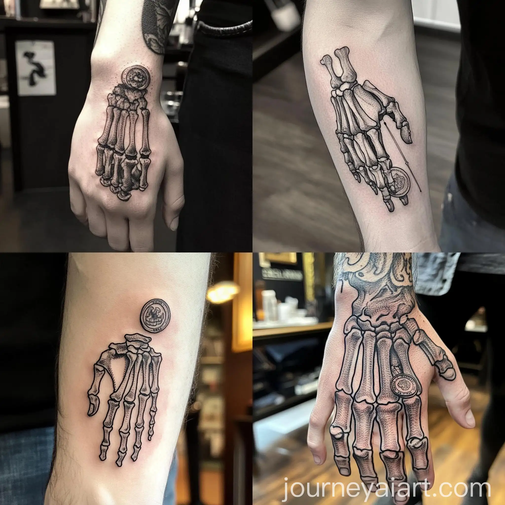 Skeleton-Hand-Tattoo-Holding-Coin-Art