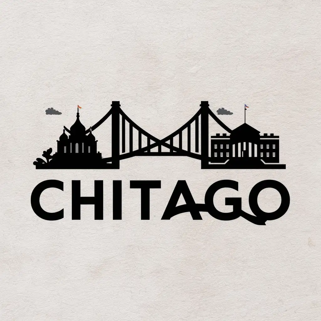 LOGO Design for Chitago Bridge Symbolizing Connection Between Chita and USA with Temple and White House Themes