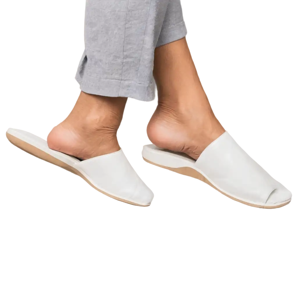 PNG-Image-of-an-Old-Womans-Side-Feet-in-White-Slippers-Detailed-Art-Prompt