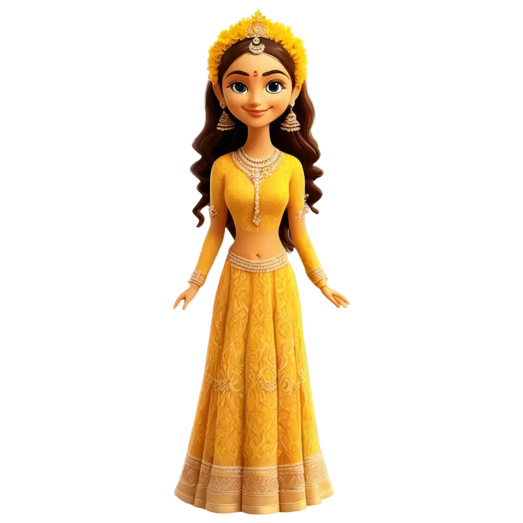 Haldi-Bride-Cartoon-PNG-A-Vibrant-Representation-for-Celebrations