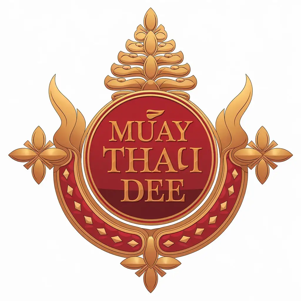 a vector logo design,with the text "MUAY THAI DEE ", main symbol:Thai Circle,complex,clear background