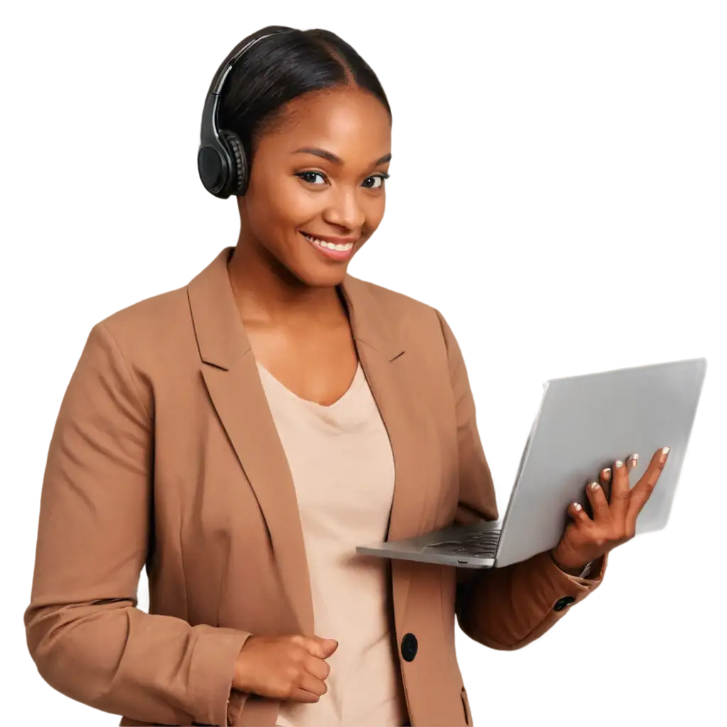 Black-Woman-Restaurant-Call-Center-PNG-HighQuality-Image-for-Diverse-Applications