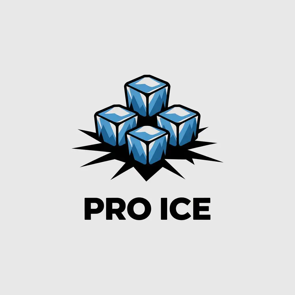 LOGO Design for Pro Ice Vector Ice Cubes Breaking with Cracks on Minimalistic Clear Background