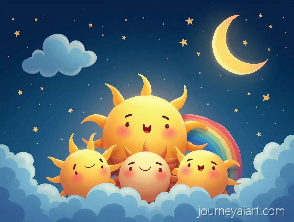Storybook-Illustration-of-Starry-Sky-Family-Under-Gentle-Night-Sky