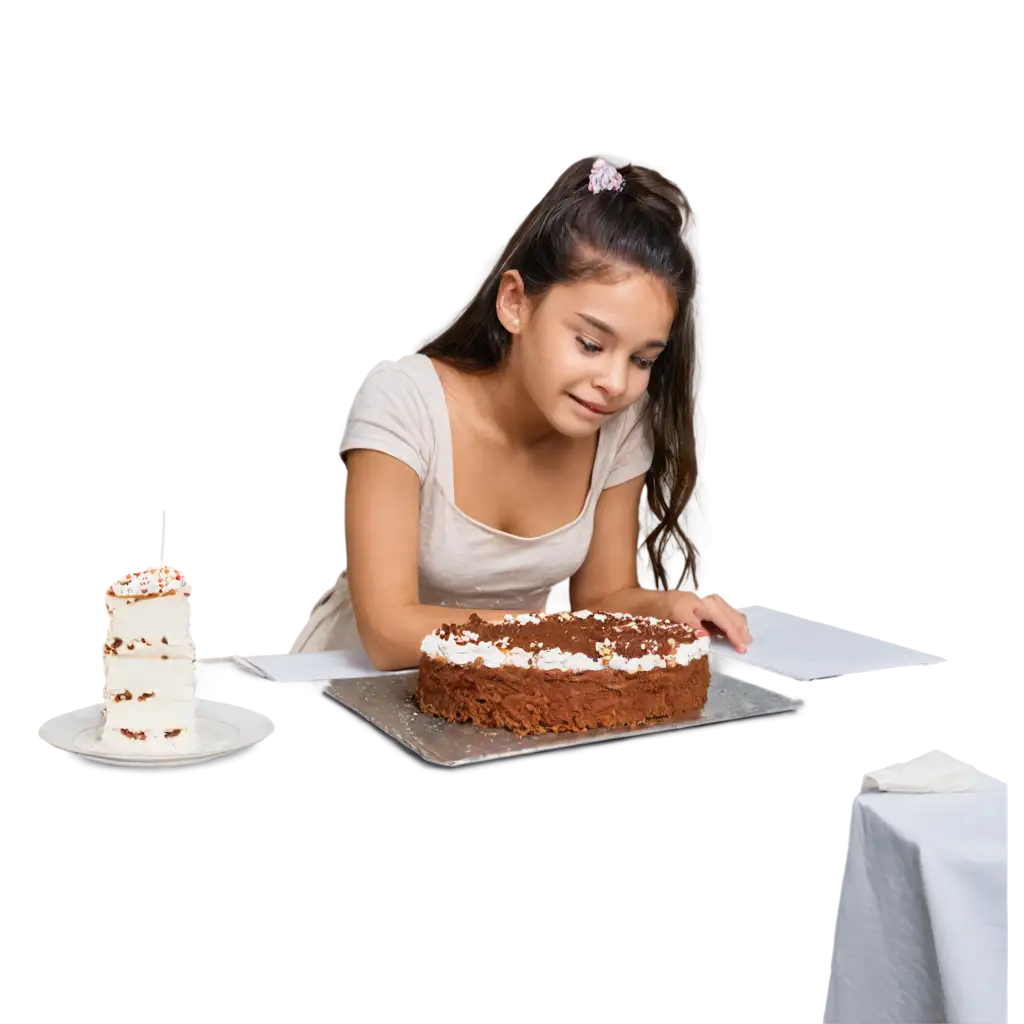 A-Girl-Laying-a-Cake-on-a-Table-HighQuality-PNG-Image-for-Culinary-and-Event-Design