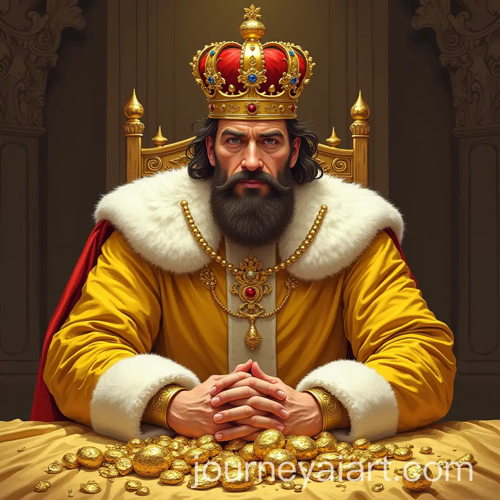 Majestic-Golden-King-Surrounded-by-Royal-Treasures