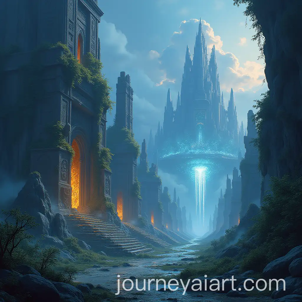 Ruins-of-Eldoria-Mystical-Crumbling-Civilization-with-Glowing-Runes-and-Celestial-Remnants